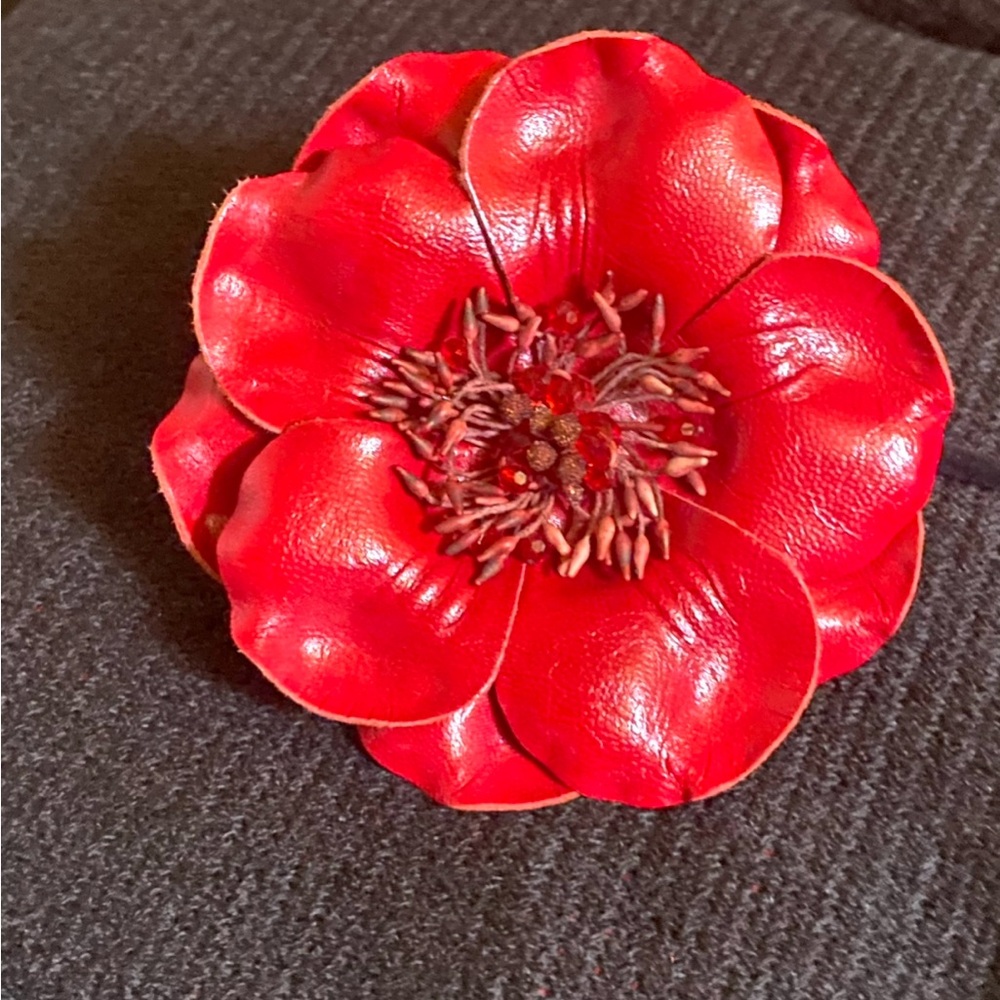 Leather Flower Pin
